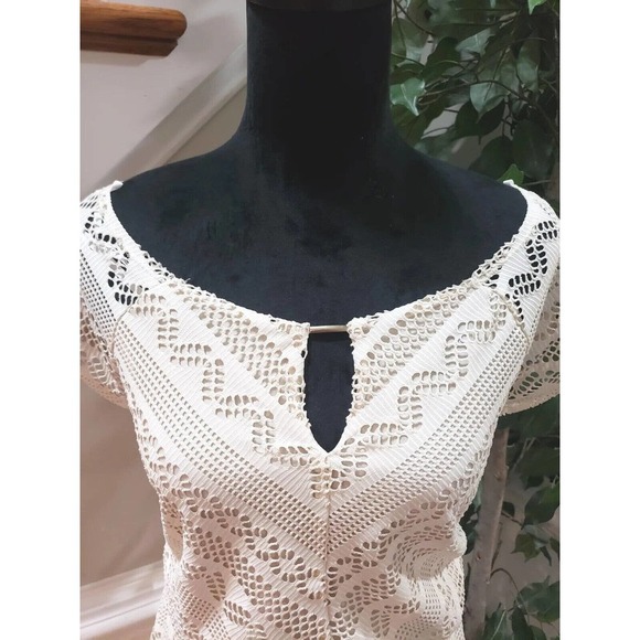 Bluet Womens White Polyester Round Neck Short Sleeve Knee Length Dress Size 16 - Picture 12 of 13